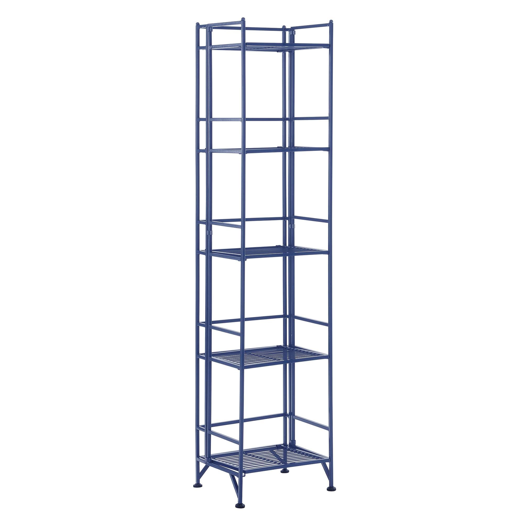 Cobalt Blue Adjustable 5-Tier Folding Metal Storage Shelf