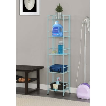 Convenience Concepts Xtra Storage 5 Tier Folding Metal Shelf, Seafoam