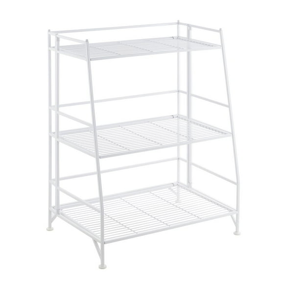 Convenience Concepts Xtra Storage Three-Tier Ladder Folding White Metal Shelf