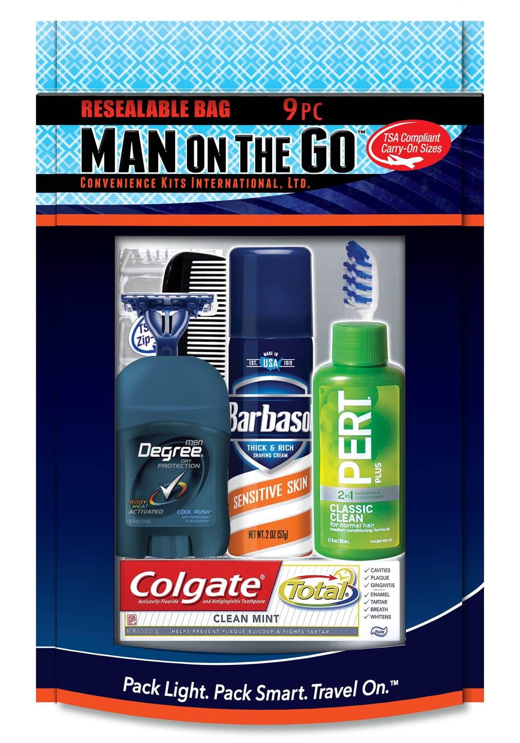 Man on the Go Men’s Get Away Travel Kit, 10 pc 