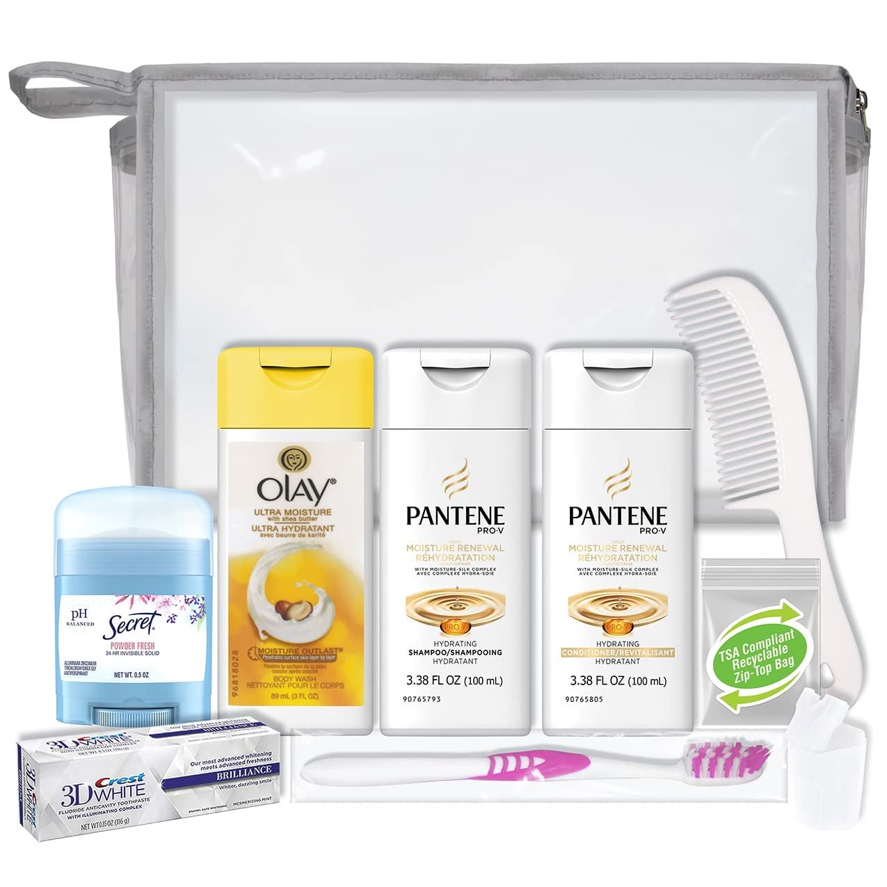 Convenience Kits International Women's Premium 20-Piece Kit with Travel  Size TSA Compliant Essentials in Stylish Cosmetic Bag 