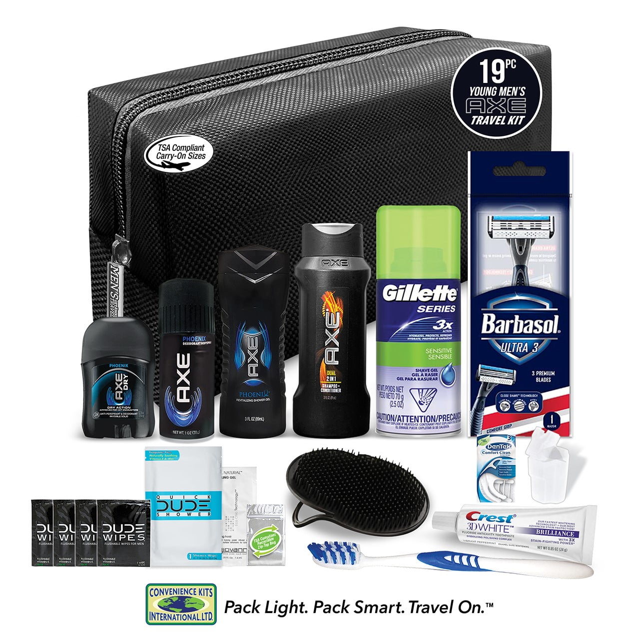 Convenience Kits Men’s Premium 20-Piece Necessities Travel Kit, Featuring: Dove Men & Care Products