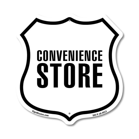 Convenience Store 12 inch X 12 inch Shield-Shaped Rust-Free Aluminum Metal Sign Weather Resistant Made in the USA