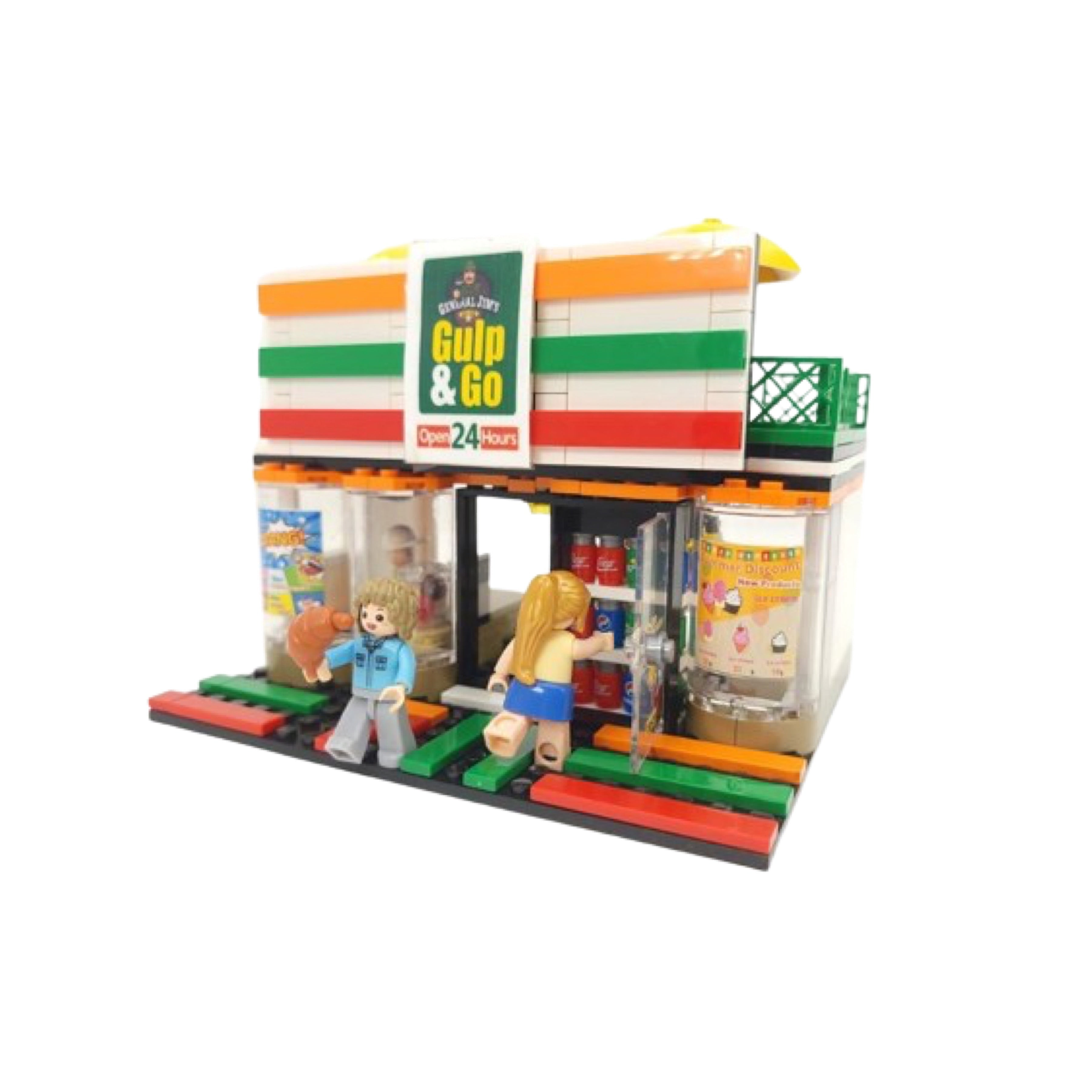 Convenience Store Gas Station Modular City Street View Building Blocks  House MOC Buildings Set | General Jim's Toys | Compatible with Lego, Cobi