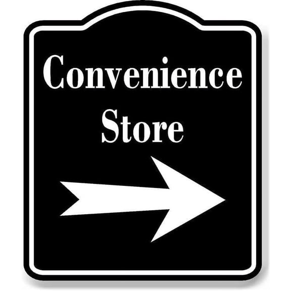 Convenience Store Right Arrow BLACK Aluminum Composite Sign, 8.5"x10"
