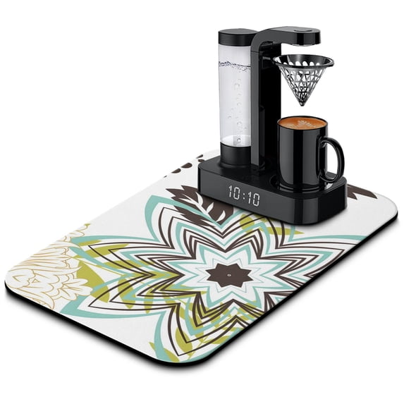 Convenient and Absorbent Coffee Drying Mat - Non-Slip Rubber Back Dish Pad, Hide Stains on Kitchen Counter, Coffee Mat Suitable for Dish Racks and Diatom Mud Coffee Makers, Size 19.5x12in