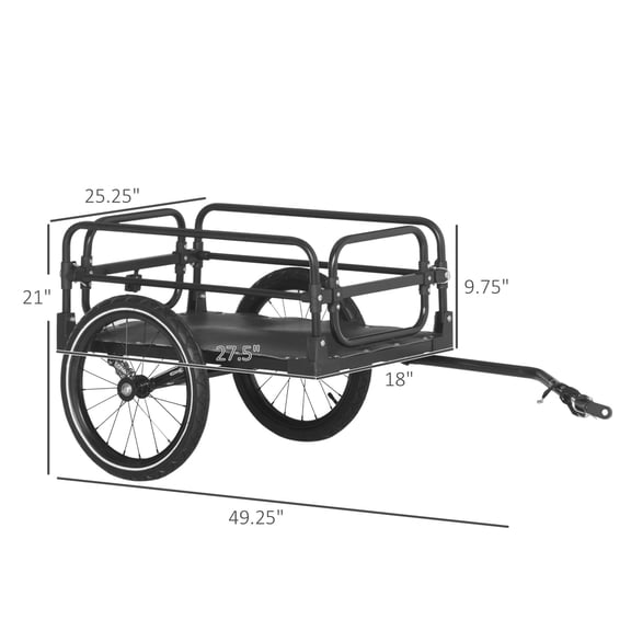 Convenient Bike Cargo Trailer Bike Wagon Bicycle Trailer With Suspension, 16'' Big Wheels