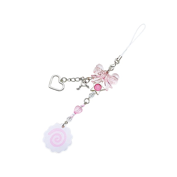 Convenient Bowknot Phone Pendant Keychain Ornament Keyring Cellphone Charm Chain Decorative Accessory for Bag and Purses