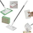 thumbnail image 1 of Convenient Cloth Changing Mini Mop, Automatic Cloth Changing Snap Grip Mini Mop, Dust with Handle, Multi Surface Floor Mopping, with Locking Head & Sweeping Cloths for Wall, Window(27.56in,5 Cloths), 1 of 7