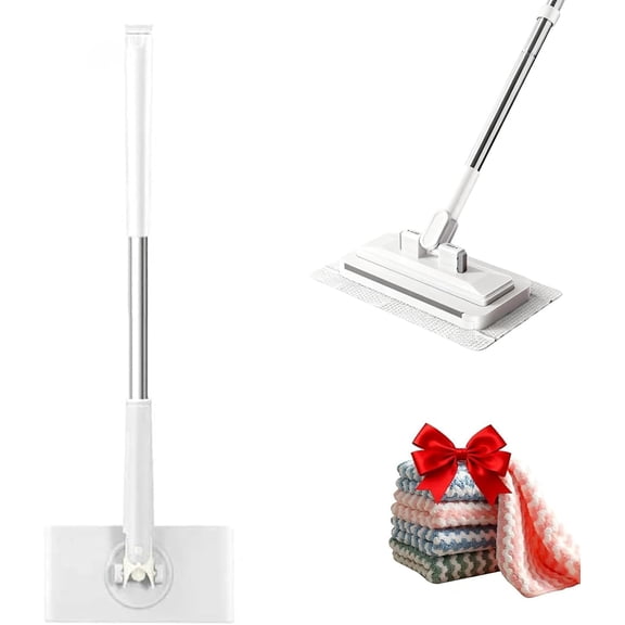 Convenient Cloth Changing Mini Mop + Magic Cleaning Cloth*10, Zero Touch Snap Grip Mini Mops for Wet & Dry Cleaning, Lightweight Snap for Corners(wwx)