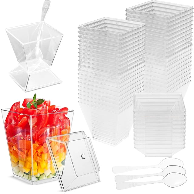 Convenient Elegant and Versatile Pack of 50 Mini Clear Plastic Dessert ...