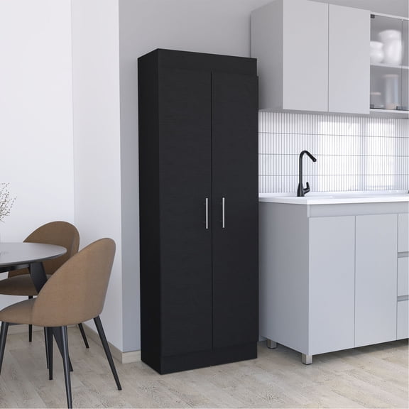 Convenient Kitchen Pantry - Open Doors with Handles for Easy Access