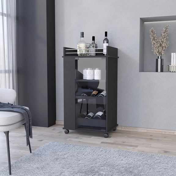Convenient Mobility Feature / Additional Shelves for Glassware and Spirits