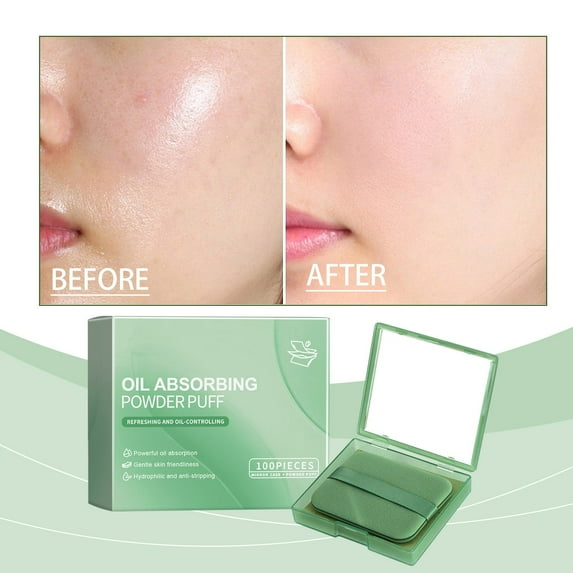 Convenient Oil Blotting Paper + Powder Puff Oil Control Paper To Absorb Excess Oil Makeup Friendly Suitable for All Skin Types Body Face Makeup