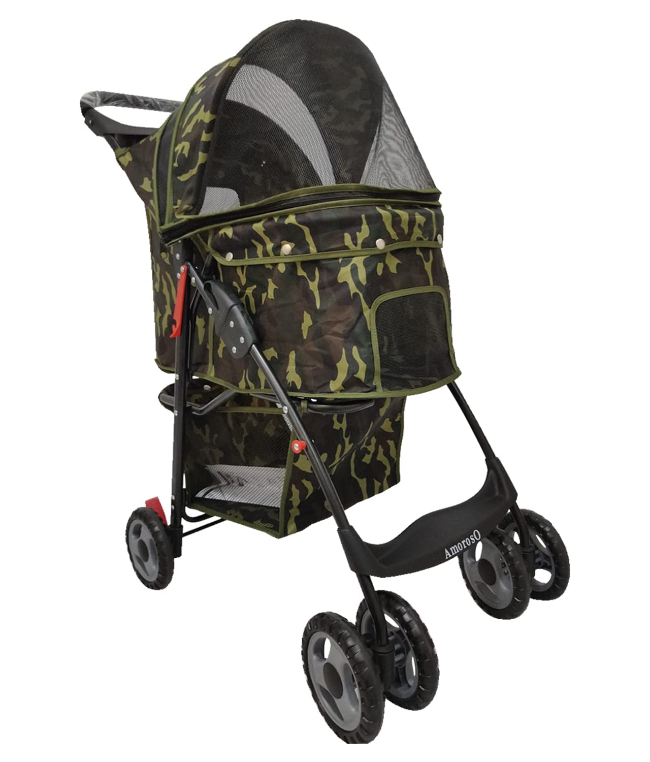 Dark Camouflage Single Pet Stroller with Mesh Hood Cover