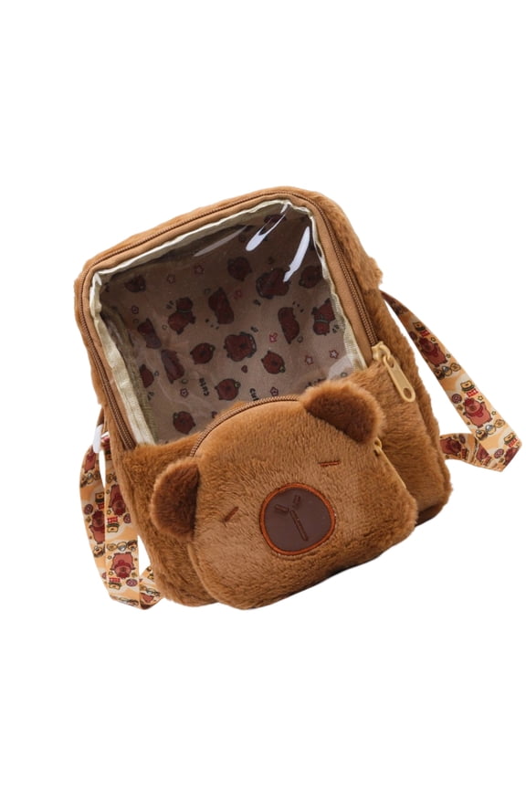 Convenient Plush Capybara Backpack Spacious School Bag For Students Seeking Unique Styles Great For Various Occasion