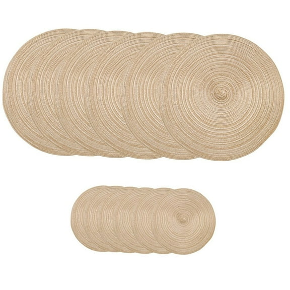 Convenient Set Of 12 Round Placemats Coasters Practical And Stylish Non Slip And Durable Blue Black Brown Beige
