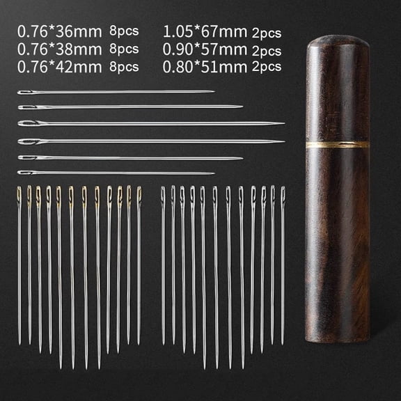 Convenient Side Opening Sewing Needles 30pcs MultiSize Stainless Steel Set