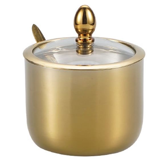Convenient Stainless Steel Sugar Bowls with Clear Lid and Spoon For Quick Access
