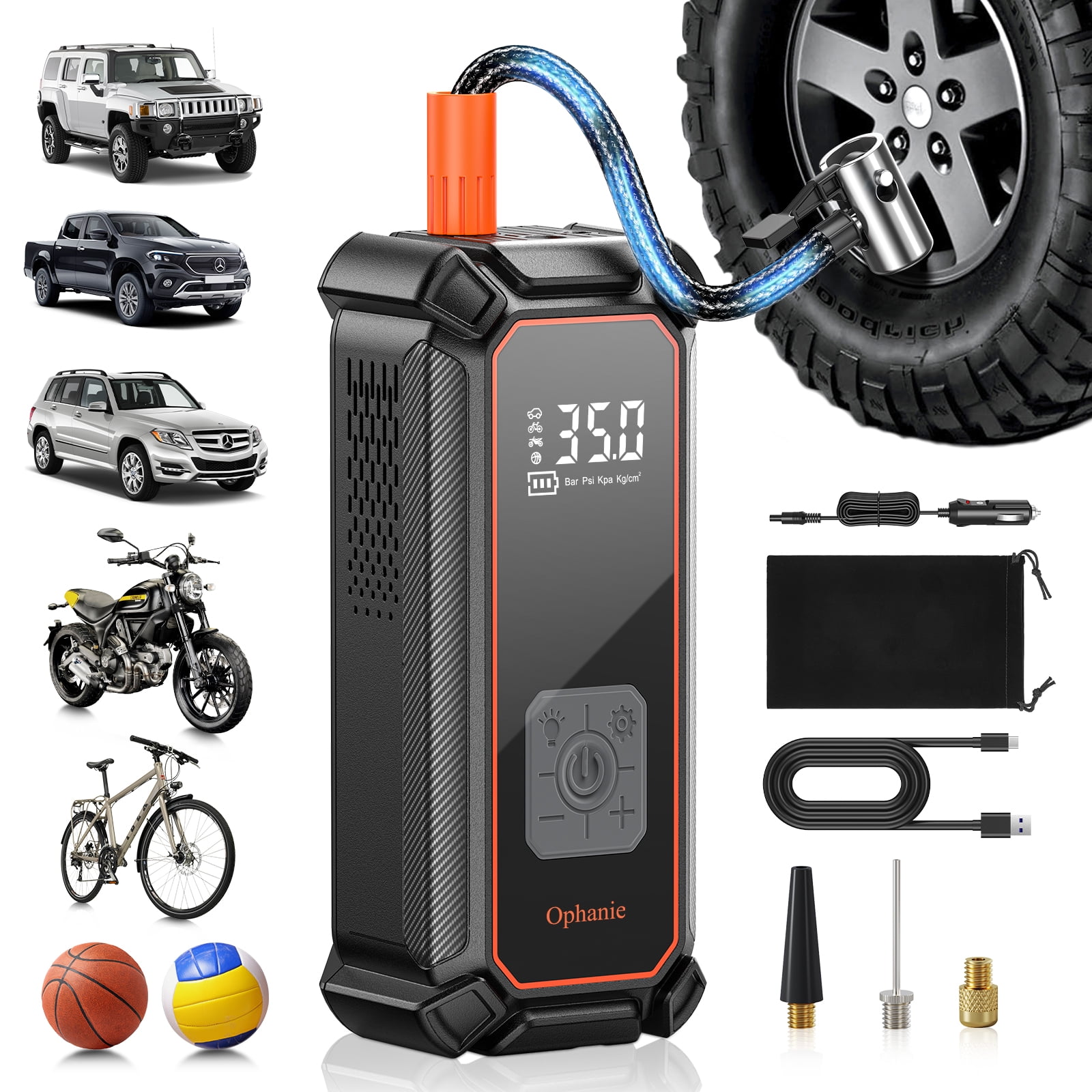 Ophanie Cordless Portable Tire Inflator - 160 Psi 