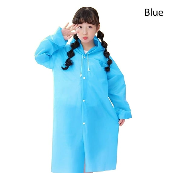 Convenient Unisex Thickening Full Body EVA Durable Rain Gear Reusable Poncho One-Piece Raincoat Rain Coat Kids Raincoat BLUE