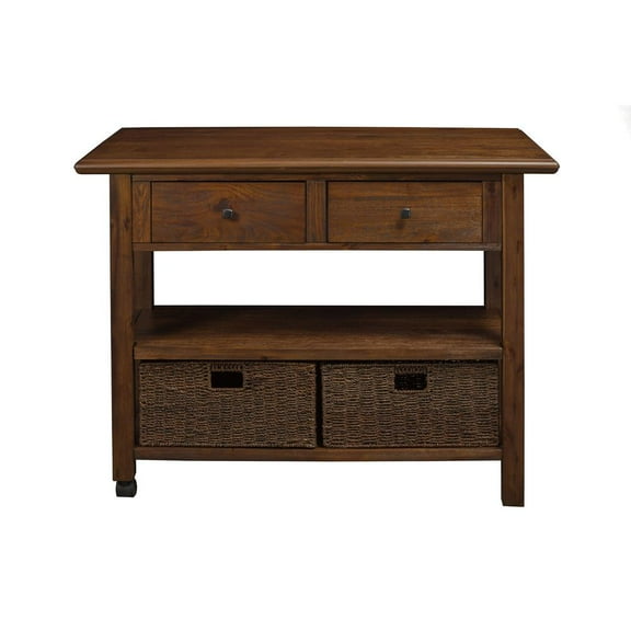 Alpine Furniture Caldwell Wood Kitchen Cart in Antique Cappuccino Brown