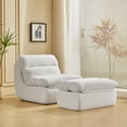 thumbnail image 1 of Conveniently Compressed Sofa with Ottoman, White Corduroy - For Home Offices and Reading Nooks, Easy Unpacking & Comfort, 1 of 6