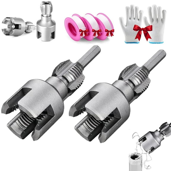 Convenientto Integrated Internal & External Pipe Threading Tool, PVC Pipe Threader, 1/2 and 3/4 Internal Thread Opener for Water Pipe, Electric Drill Compatible PVC Pipe Threader Kit (All)