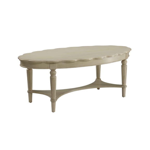 ACME Fordon Oval Coffee Table in Antique White