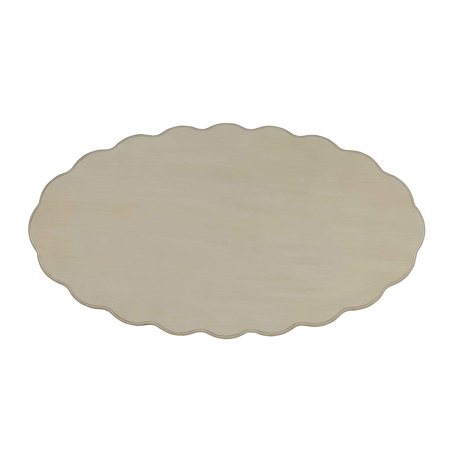 Elegant Oval Wood & Metal Coffee Table in Antique White