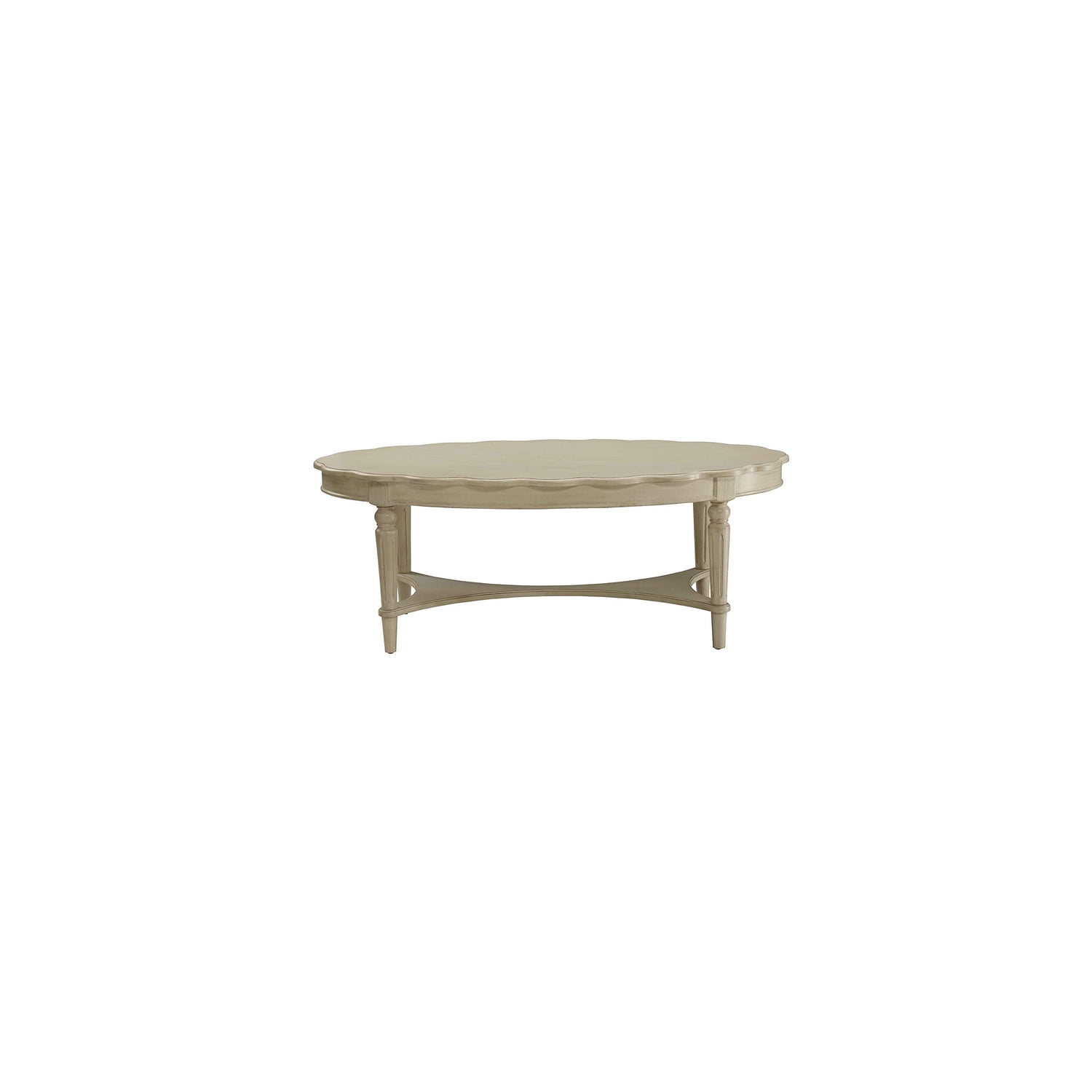 Elegant Oval Wood & Metal Coffee Table in Antique White