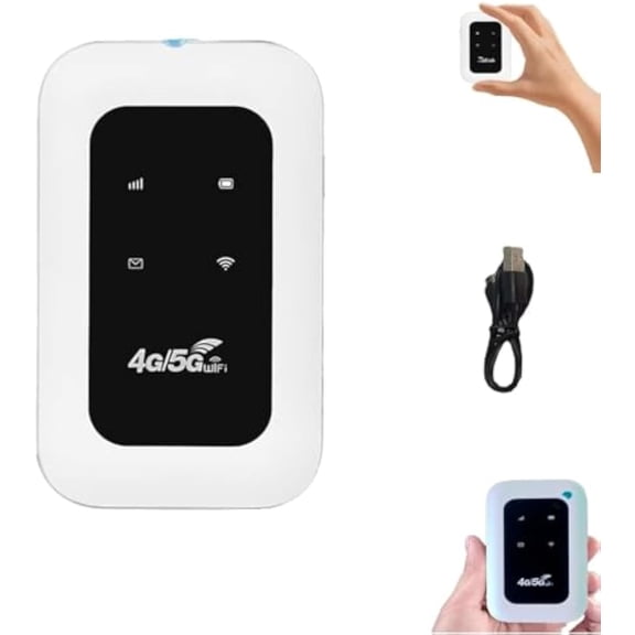 Convergek All-Network Portable WiFi, Power on and use Travel Router Pocket WiFi, Wireless Routers Mobile Network Hotspot, for Travel, Business (White)