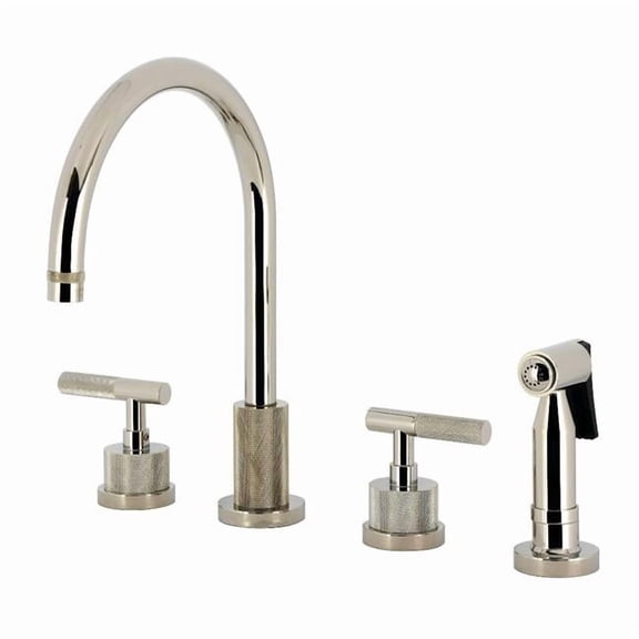 Convergent Widespread Kitchen Faucet - Polished Nickel - Brass Sprayer - Modern Design