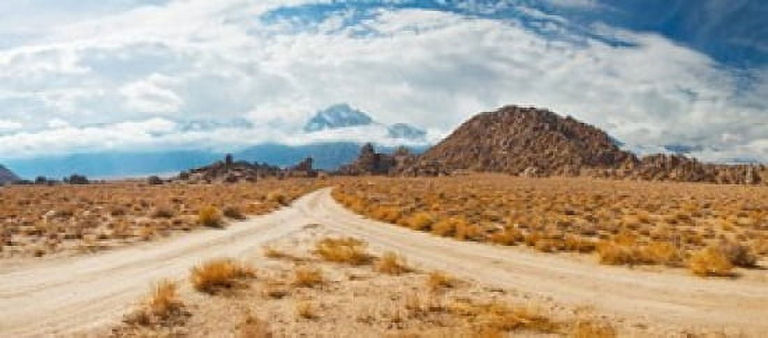 Converging roads Alabama Hills Owens Valley Lone Pine California USA Canvas Art - Panoramic Images (15 x 7)
