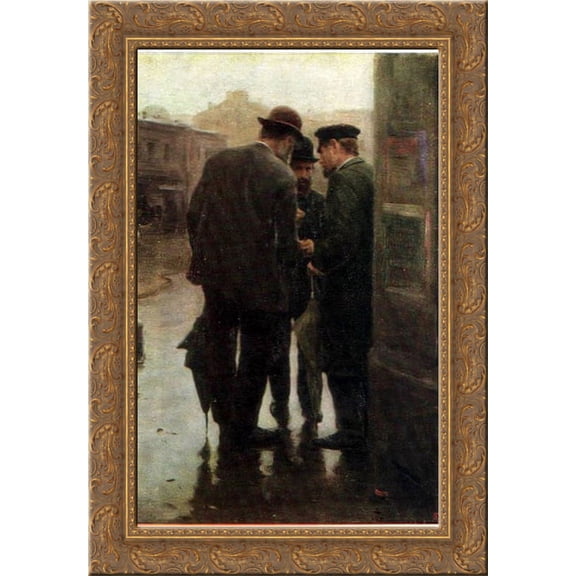 Conversation 19x24 Gold Ornate Wood Framed Canvas Art by Pymonenko, Mykola