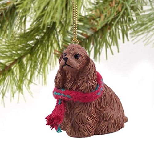 Brown Resin Cocker Spaniel Christmas Ornament with Scarf