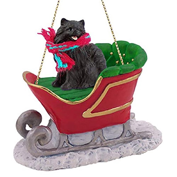 Conversation Concepts Black Pomeranian Dog Sleigh Dog Holiday Ornament