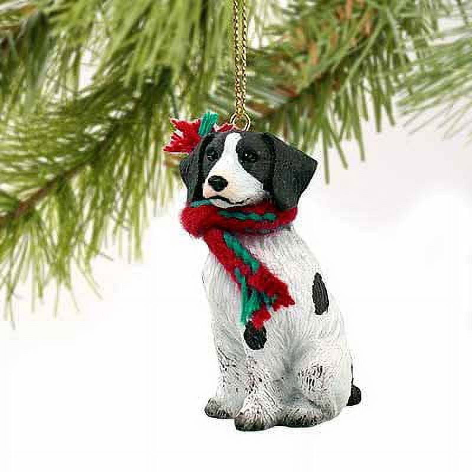 White and Black Resin Brittany Spaniel Christmas Ornament