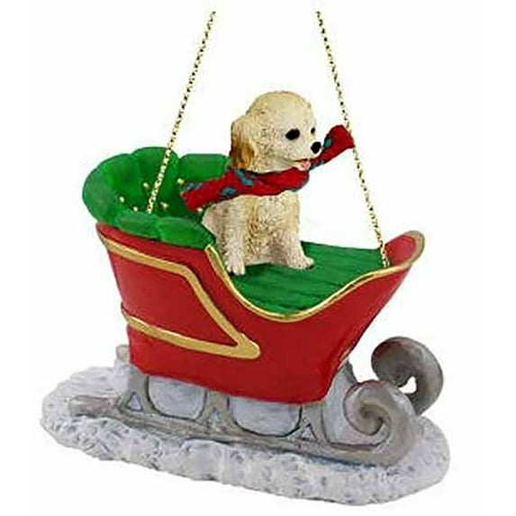 Conversation Concepts Cockapoo Blonde Dog Sleigh Dog Holiday Ornament