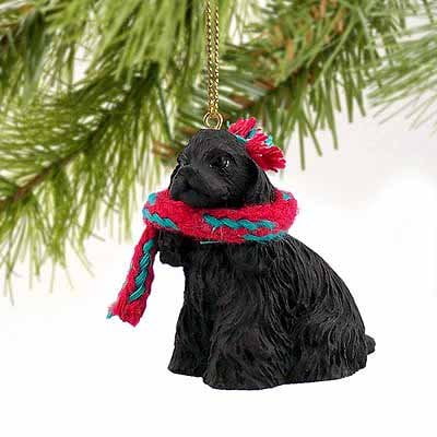Black Cocker Spaniel Christmas Ornament with Red Scarf