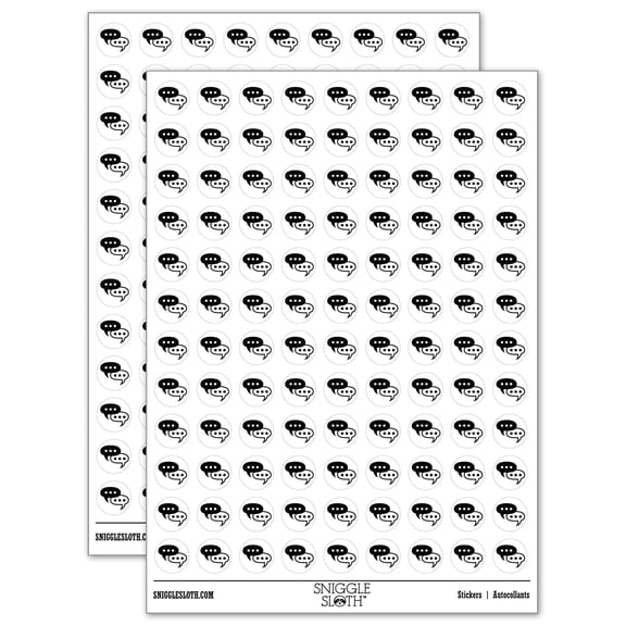 Conversation Discussion Chat Bubbles Icon 200+ Round Stickers - White - Gloss Finish - 0.50" Size