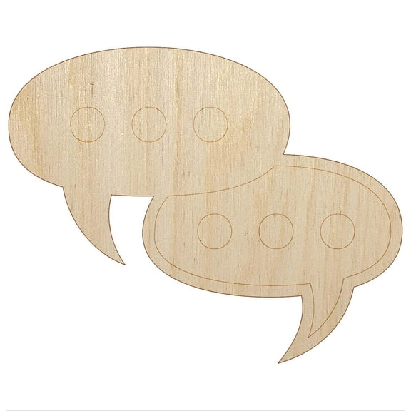 Conversation Discussion Chat Bubbles Icon Wood Shape Unfinished Piece Cutout Craft DIY Projects - 4.70 Inch Size - 1/4 Inch Thick