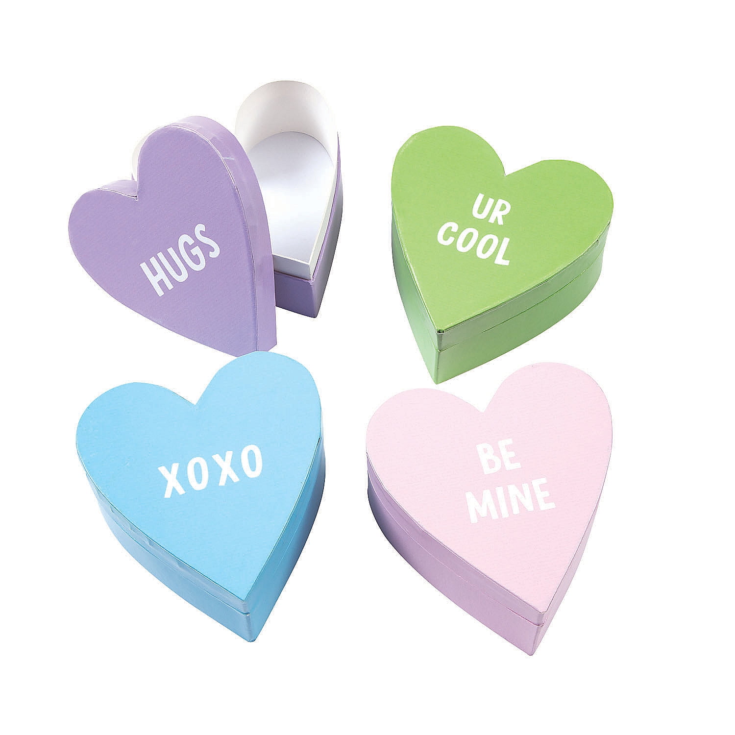Conversation Heart Shaped Treat Boxes - Party Supplies - 12 Pieces