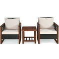 thumbnail image 1 of Conversation Loveseat Chairs Set, Garden Conversation Table Set, 3 Pieces Patio Wicker Furniture Set with Washable Cushion and Acacia Wood Coffee Table-Beige, 1 of 9