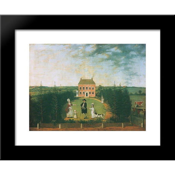 Conversation Piece before House on Monument Lane, Edgbaston 20x24 Framed Art Print by William Williams