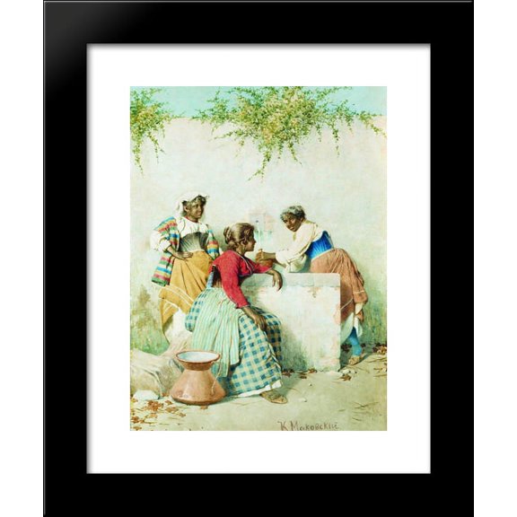 Conversation near the Spring 20x24 Framed Art Print by Makovsky, Konstantin
