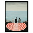 thumbnail image 1 of Conversations By The Sea Oil Painting Trio Waiting in Secret Coastal Landscape Conceptual Artwork Framed Wall Art Print A4, 1 of 5