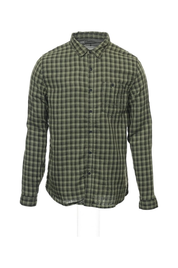 'Black Canvas' Yellow Green Plaid Button Down Shirt Sport , Size Small