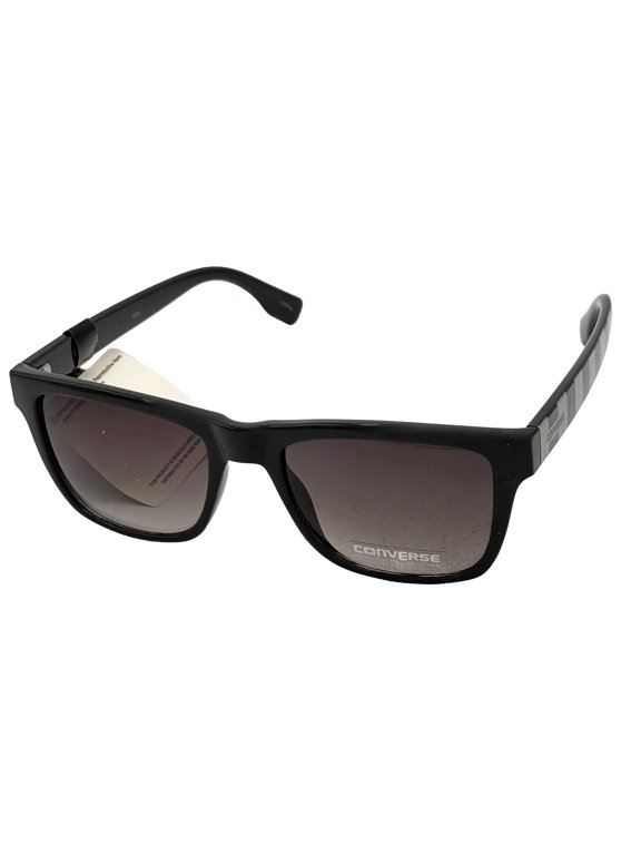 Black Mens Sunglass Square Plastic, Smoke Gradient Lens H106
