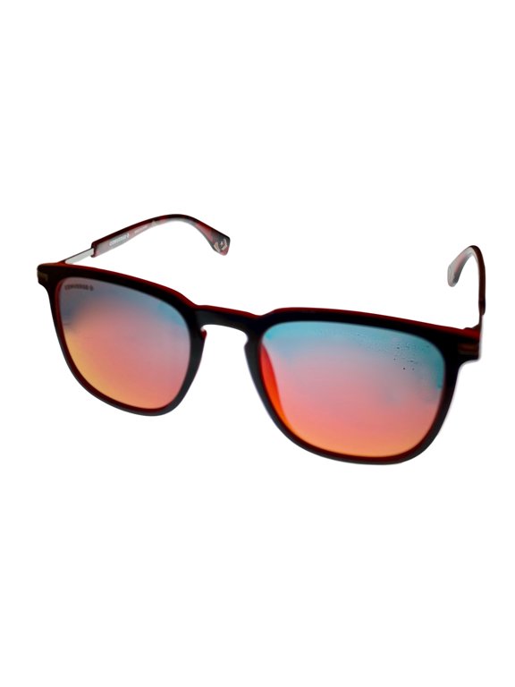 Black RedMens Sunglass Square Plastic Red Flash Lens SCO 051 96SR
